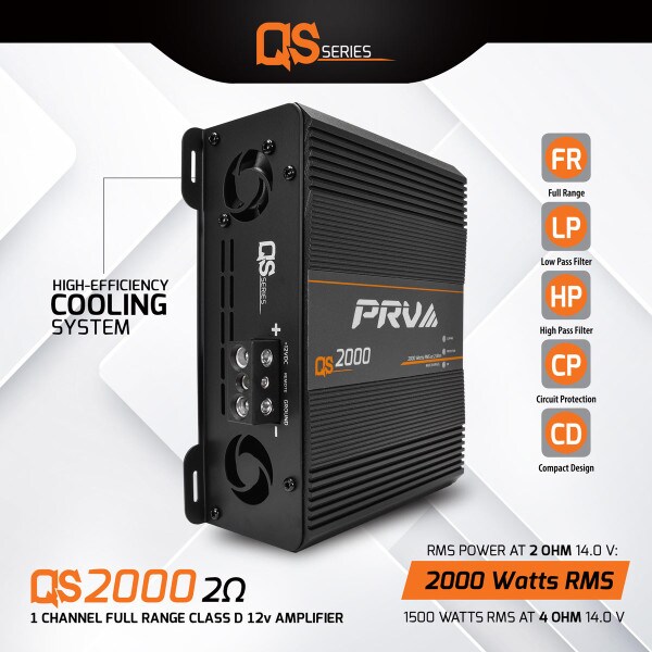 Main product image for PRV Audio QS2000 2 Ohm 1-Channel Full-Range Amplifier 2000W 294-3558